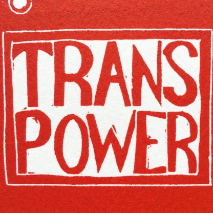 trans masculine art red lino print