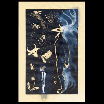 cernunnos art print lino weird pagan witchy illustration