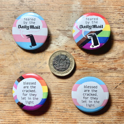 trans queer badges "feared by the daily mail" "hated by the daily mail"