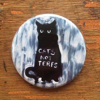 cats not terfs queer trans right badge button