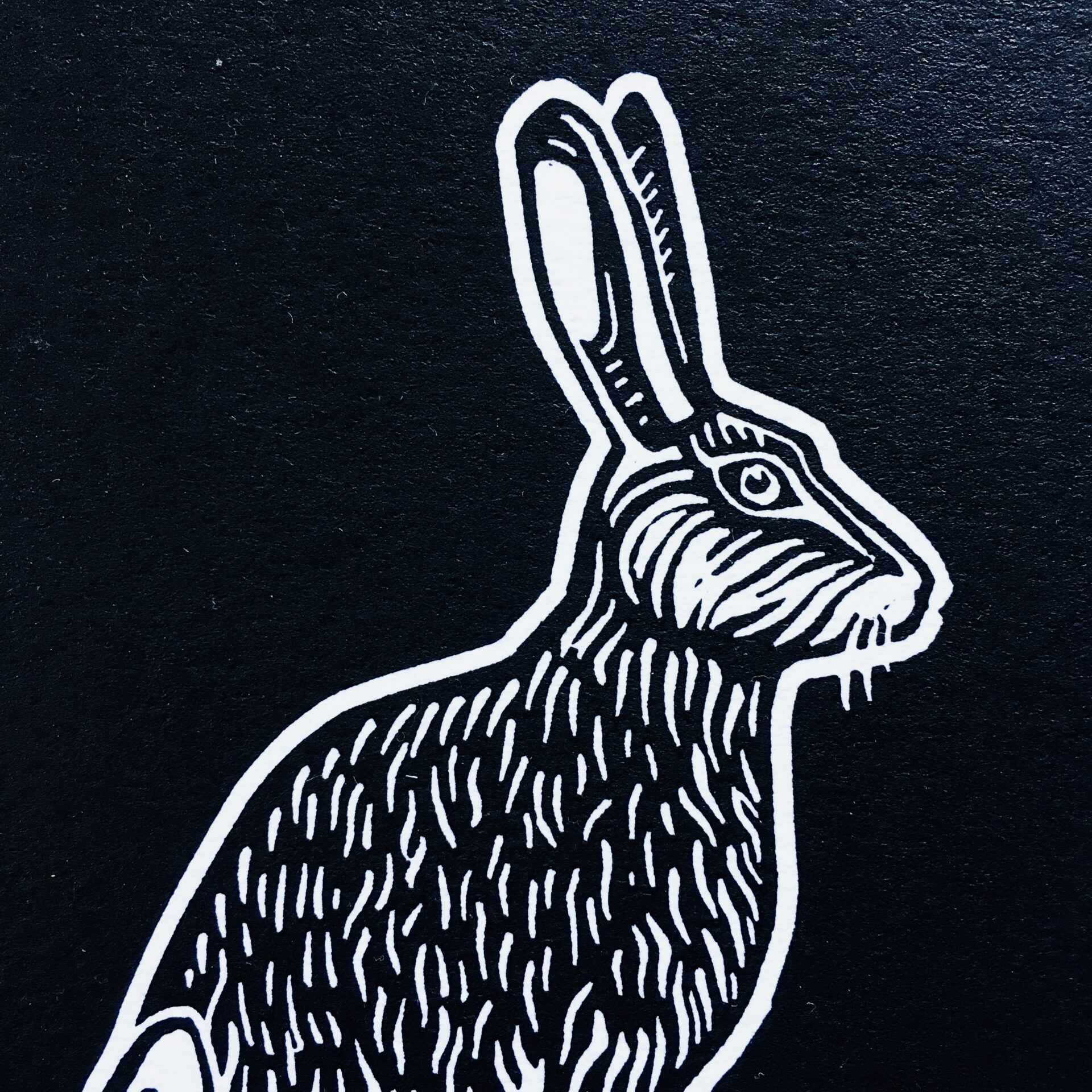 black and white hare print witch artist wales