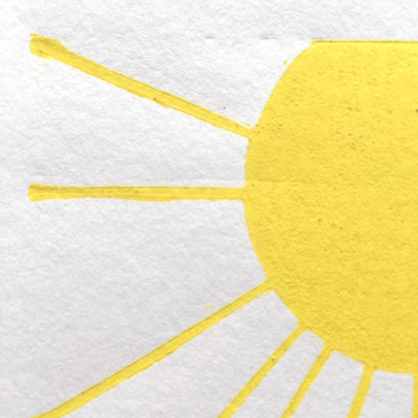 yellow sun reduction linoprint welsh artist printmaker wales