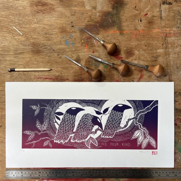 "Kind" large limited edition lino print - Image 3
