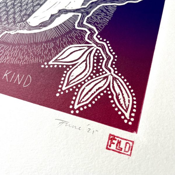 "Kind" large limited edition lino print - Image 4